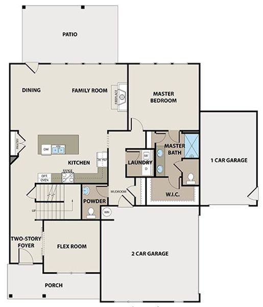 2D floor plan layout for the Peachwood 3-Car by Peachtree Building Group in Patillo Manor, Stockbridge, GA (Image 4). 2D floor plan layout for the Peachwood 3-Car by Peachtree Building Group in Patillo Manor, Stockbridge, GA (Image 4).