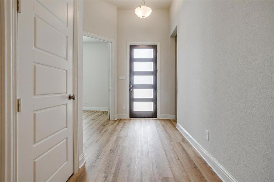 Entryway featuring a healthy amount of sunlight and light wood-type flooring