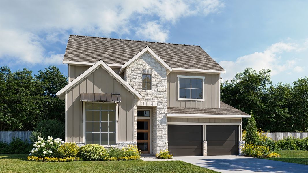 Representative exterior photo of a completed home built from the 2694W by Perry Homes in Santa Rita Ranch - Eldorado, Liberty Hill, TX (Image 12).