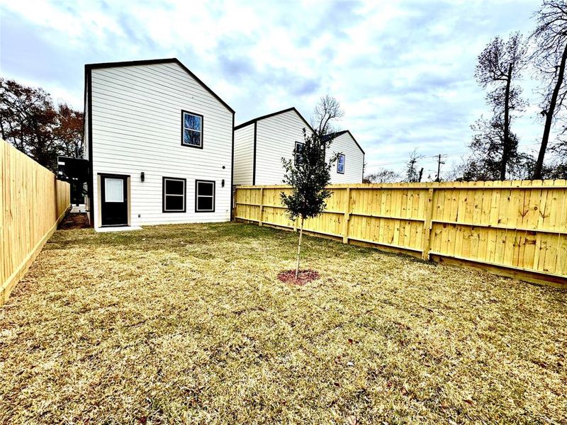 Large enclosed backyard.