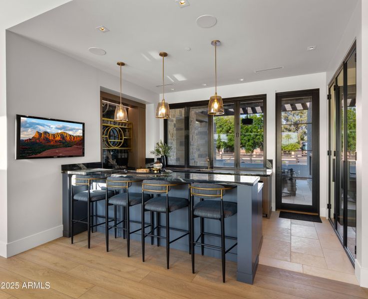 Wet Bar with Accordion Windows