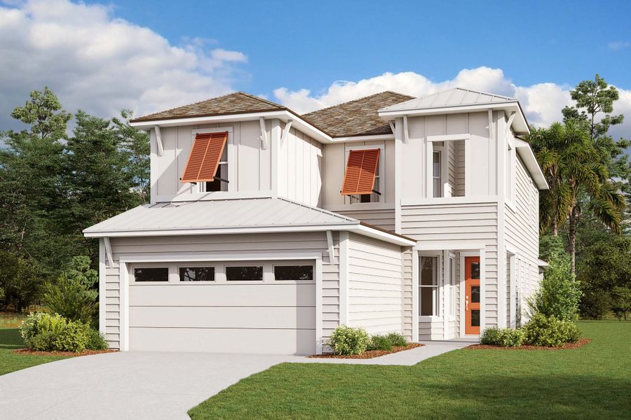 Representative exterior photo of a completed home built from the The Juniper by Providence Homes (Florida) in Reflections at Nocatee, Nocatee, FL (Image 5). Representative exterior photo of a completed home built from the The Juniper by Providence Homes (Florida) in Reflections at Nocatee, Nocatee, FL (Image 5).