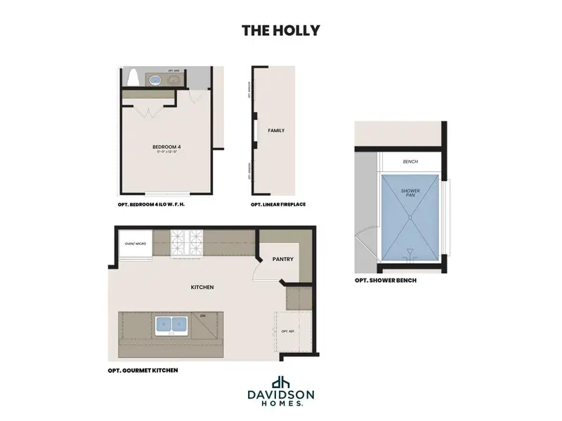 2D floor plan layout for the The Holly F by Davidson Homes LLC in Rayburn Valley, San Antonio, TX (Image 4).