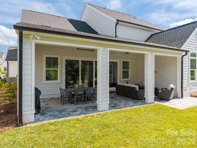 30 foot wide covered back paver patio