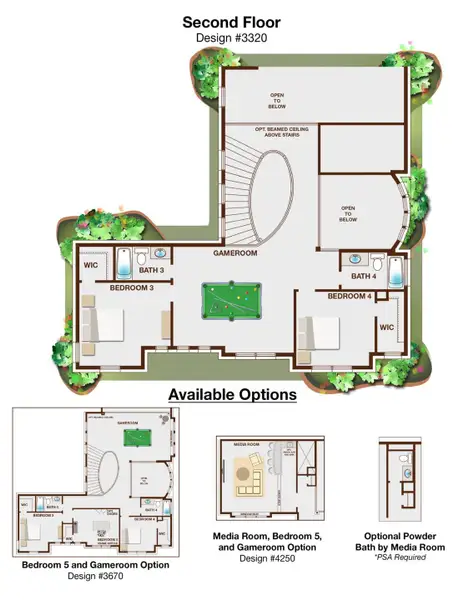 2D floor plan layout for the Grand Signature by Grand Homes in Grand Oaks, Celina, TX (Image 4).