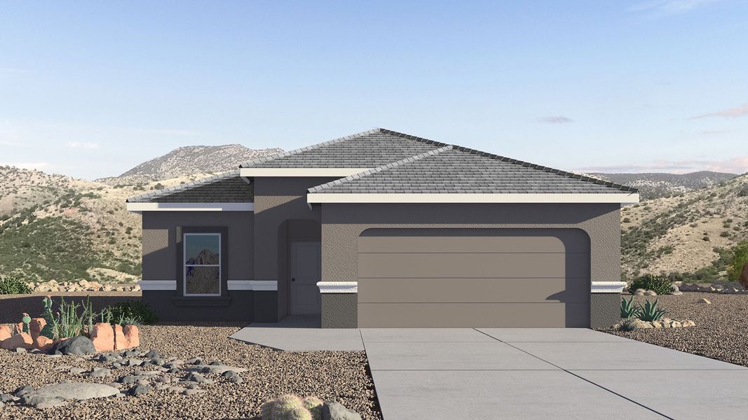 Representative exterior photo of a completed home built from the Baxter by D.R. Horton in Saguaro Bloom, Marana, AZ (Image 2).
