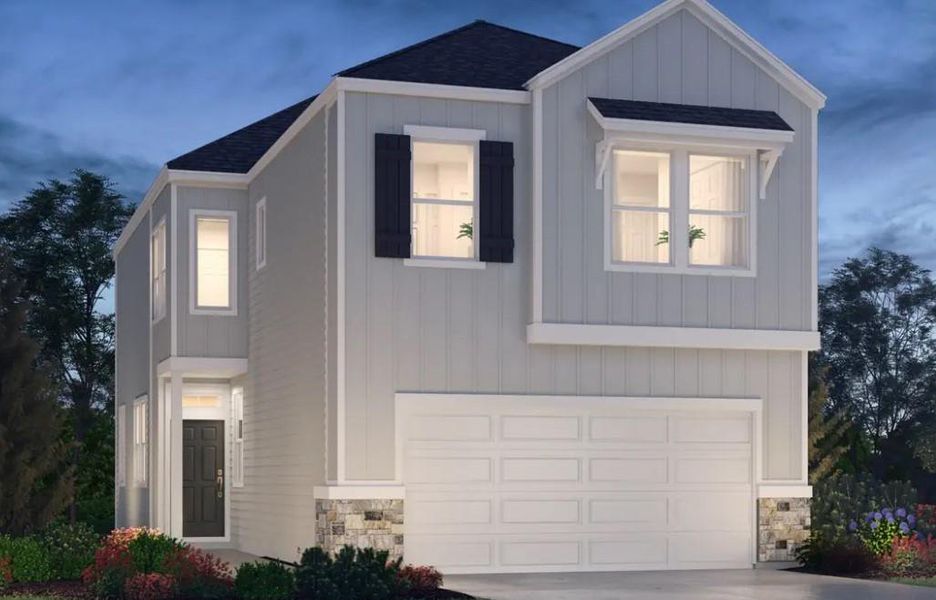 Front exterior of a new home in Parkway Commons - City Series, Missouri City, TX, highlighting curb appeal (Image 1). Front exterior of a new home in Parkway Commons - City Series, Missouri City, TX, highlighting curb appeal (Image 1).