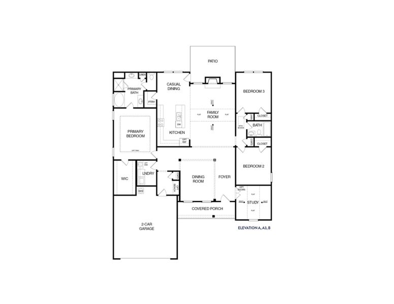 2D floor plan layout for the (GA)The Avondale | Side Entry by Reliant Homes in Grove Park, Covington, GA (Image 4).