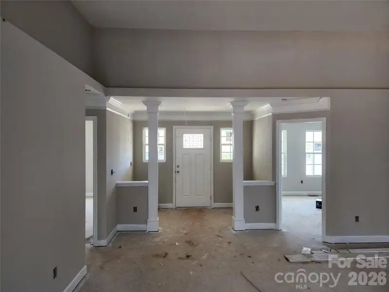 Decorative Foyer w/ Columns, Kneewalls and Crown Molding