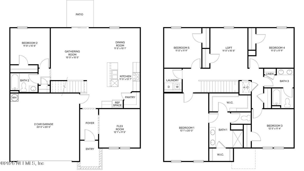2D floor plan layout of this home in The Arbors, Jacksonville, FL (Image 5).