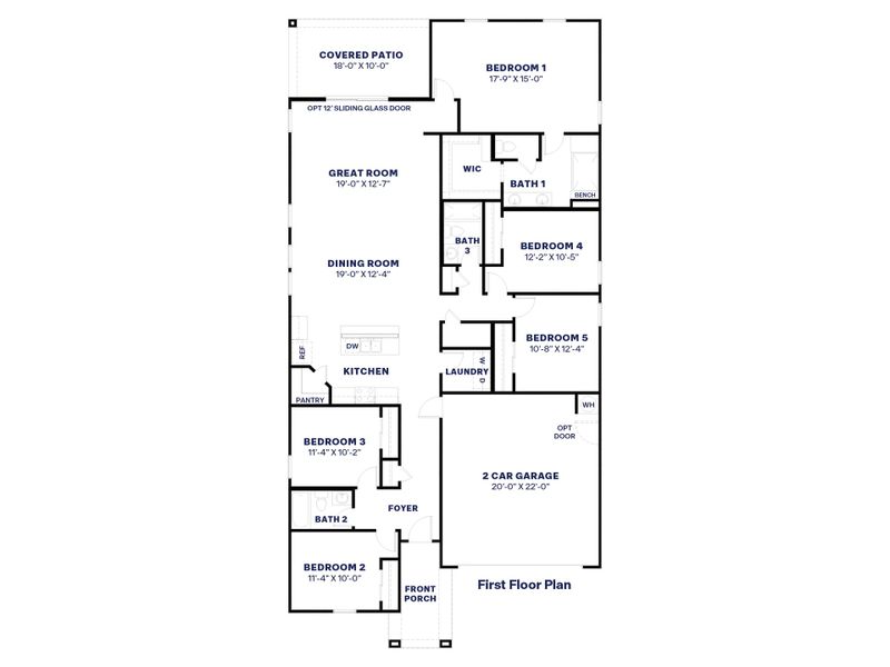 2D floor plan layout for the Laveen by D.R. Horton in The Ridge at Stone Butte, Phoenix, AZ (Image 5).