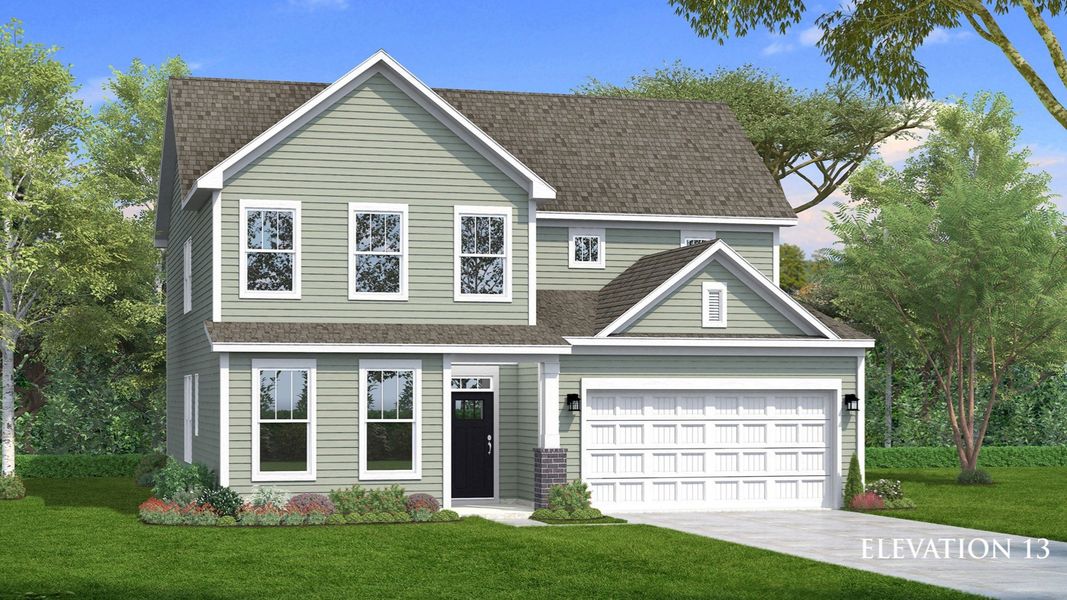 Representative exterior photo of a completed home built from the Drayton by DRB Homes in Pelham Crossing Single Family Homes, Greenville, SC (Image 21).