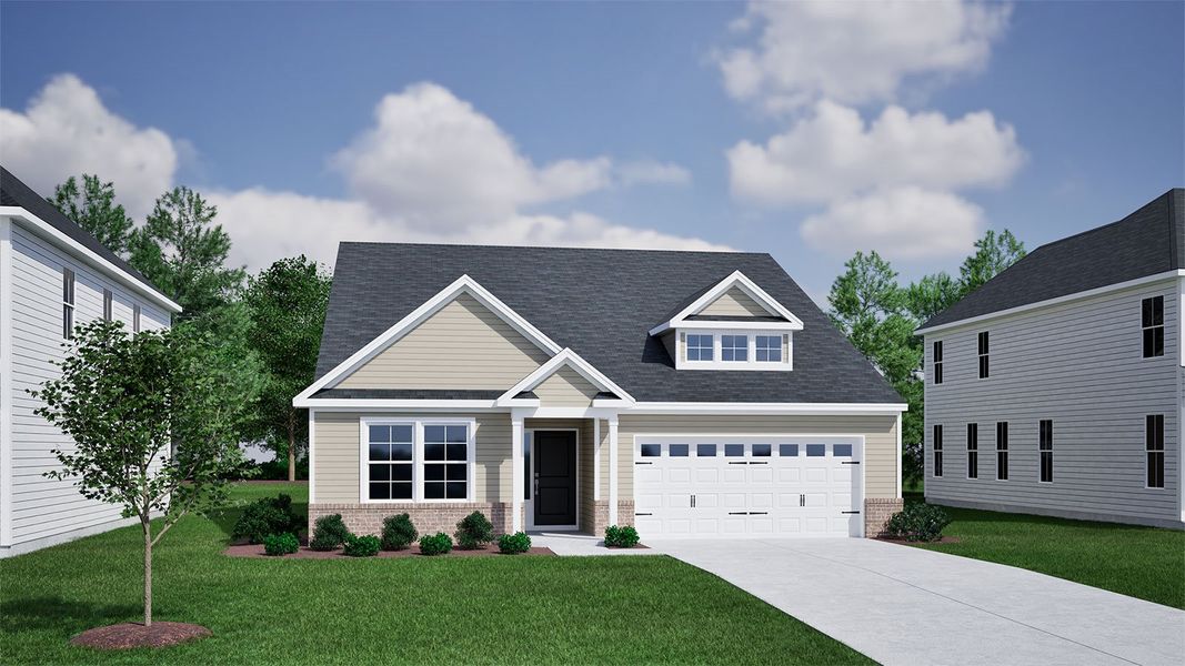Representative exterior photo of a completed home built from the Decatur - Genesis Value Collection by Mungo Homes in Fairway Woods at Wyboo, Manning, SC (Image 5).
