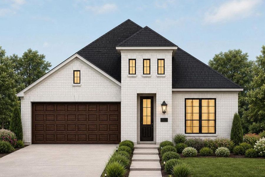 Representative exterior photo of a completed home built from the American Home - Executive Platinum by Grand Homes in Edgewater, Fate, TX (Image 8).