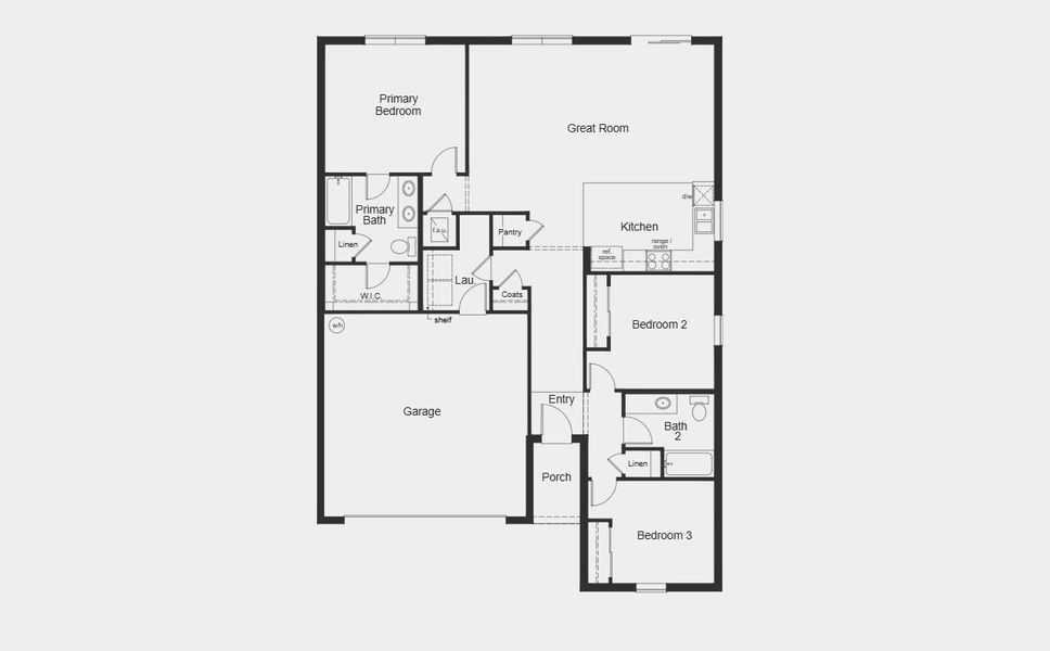 2D floor plan layout for the 1541 Modeled by KB Home in Deer Springs, Zephyrhills, FL (Image 3).