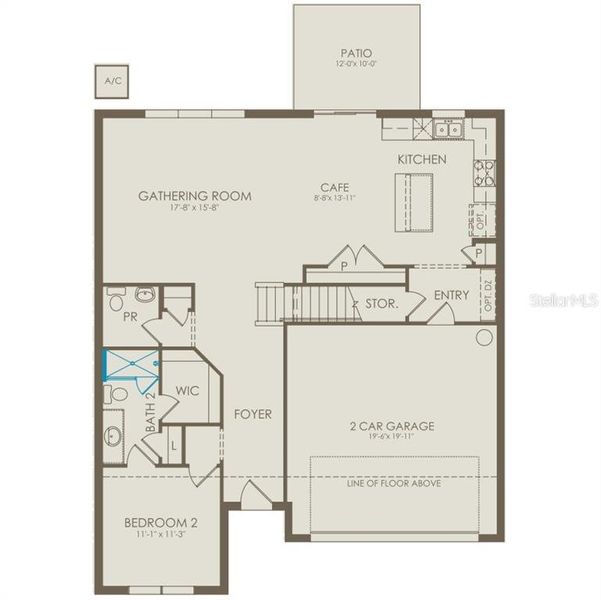 2D floor plan layout of this home in Parkside Trails, Clermont, FL (Image 3).