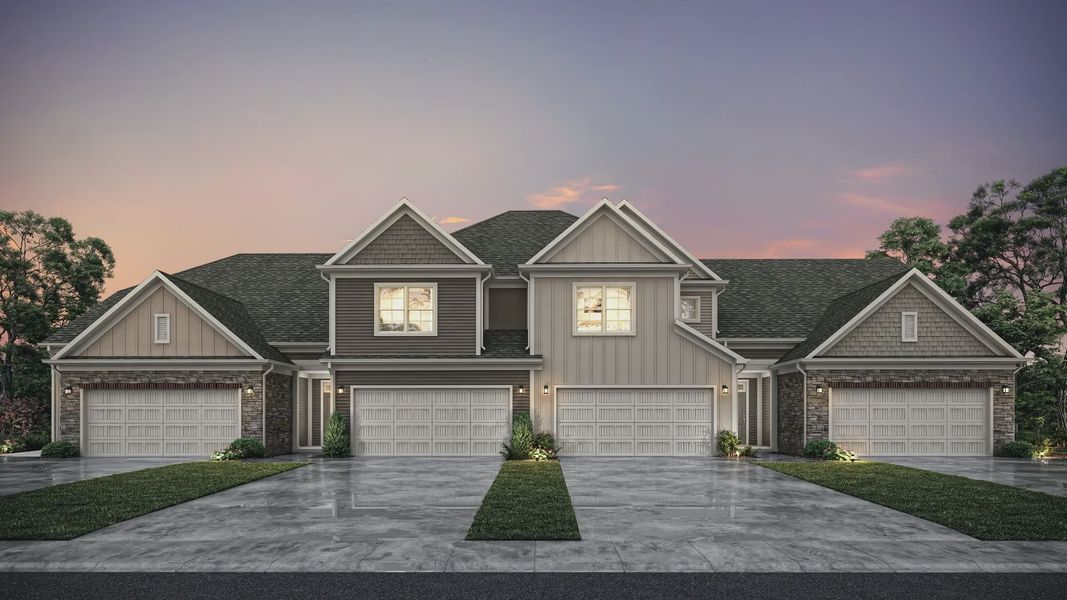 Representative exterior photo of a completed home built from the Oxford by Epcon Communities in The Courtyards at Oak Grove, Durham, NC (Image 2).