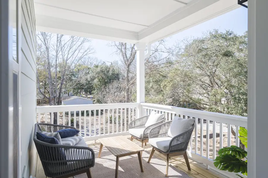 Exterior details and patio area of a home in Ferryboat Landing, Charleston (Image 3).