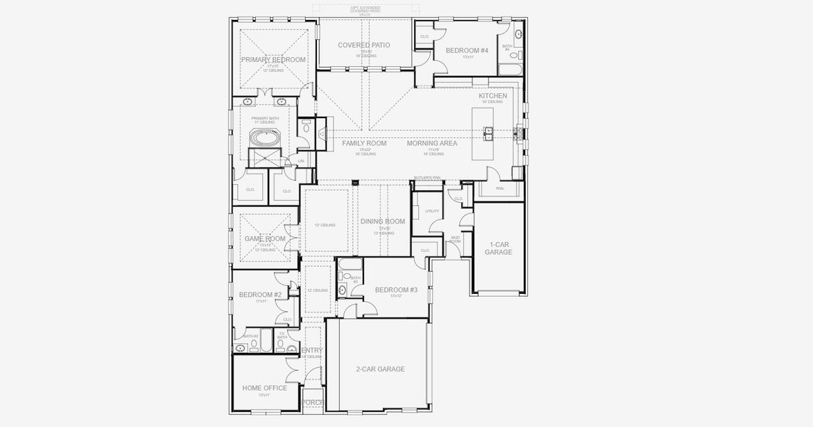 2D floor plan layout for the 3433W by Perry Homes in Jubilee 80', Hockley, TX (Image 4). 2D floor plan layout for the 3433W by Perry Homes in Jubilee 80', Hockley, TX (Image 4).