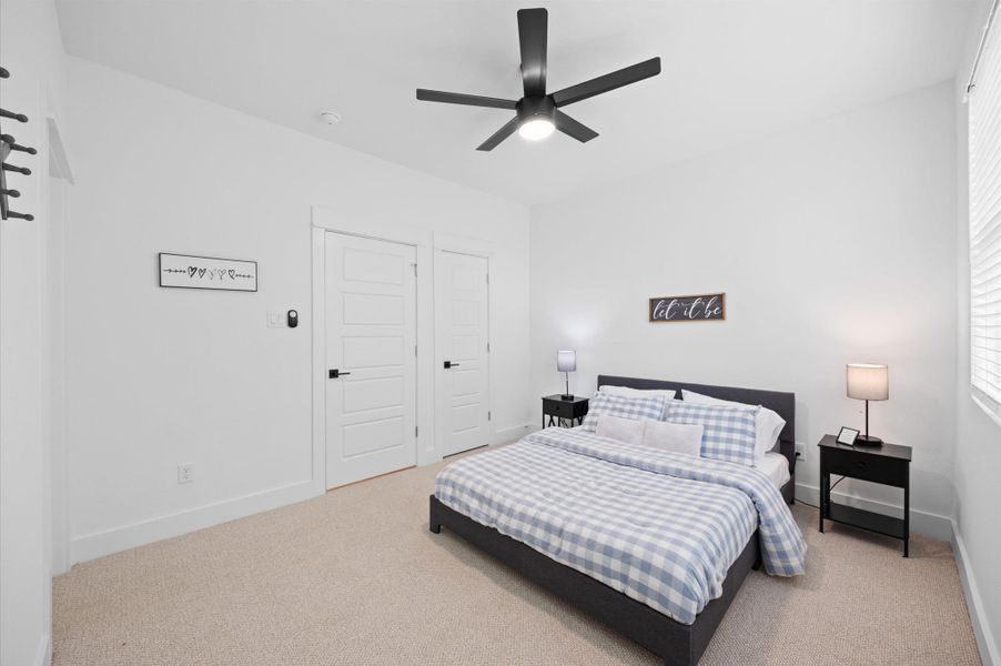 Secondary bedroom located on the second floor with jack & jill bathroom. Secondary bedroom located on the second floor with jack & jill bathroom.