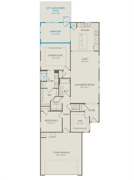 2D floor plan layout of this home in Del Webb at Lake Oconee, Greensboro, GA (Image 3).