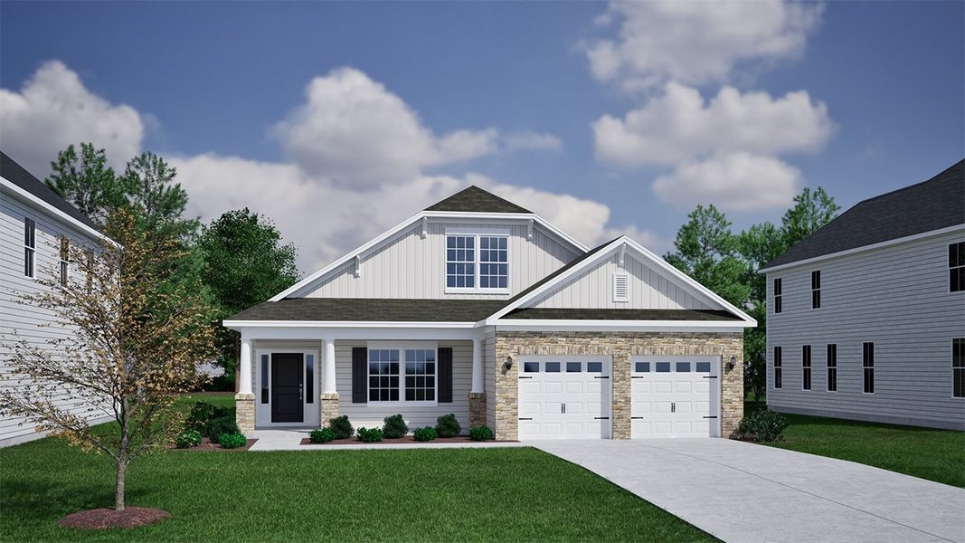 Front exterior of a new home in Brayden, Advance, NC, highlighting curb appeal (Image 1).