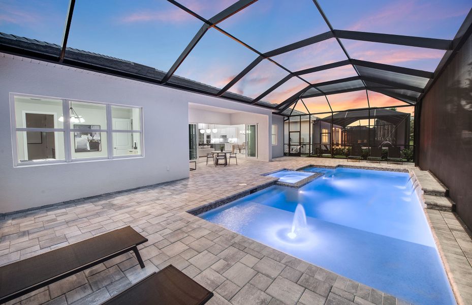 Exterior details and patio area of a home in Del Webb Oak Creek, North Fort Myers (Image 3).