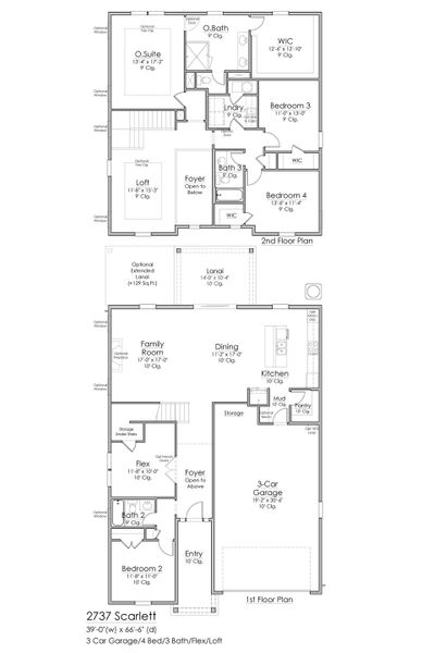 2D floor plan layout for the Scarlett by Riverside Homes in Mariposa at EverRange, Jacksonville, FL (Image 4). 2D floor plan layout for the Scarlett by Riverside Homes in Mariposa at EverRange, Jacksonville, FL (Image 4).