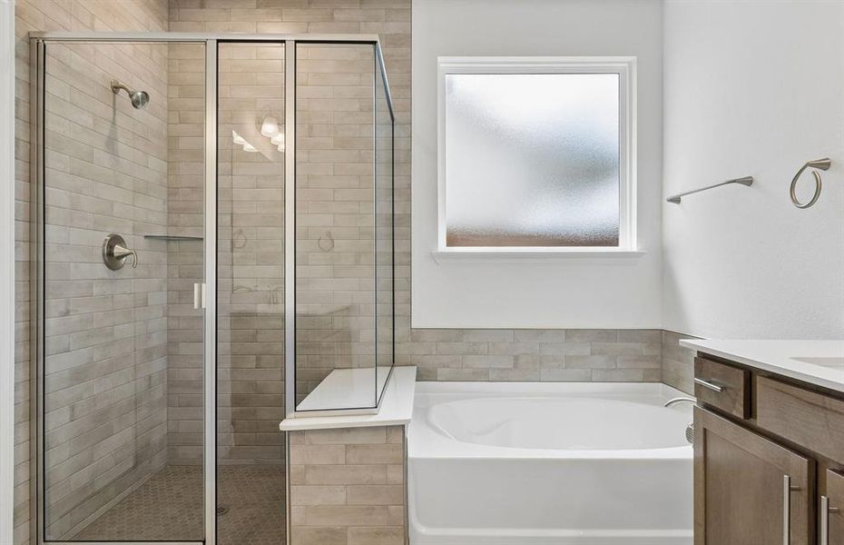 Separate tub and shower in primary bath Separate tub and shower in primary bath