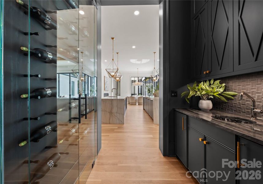 Wet bar with glass wine cabinet Wet bar with glass wine cabinet