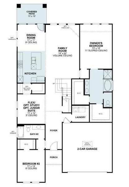 2D floor plan layout of this home in Vintage Village, Argyle, TX (Image 3).