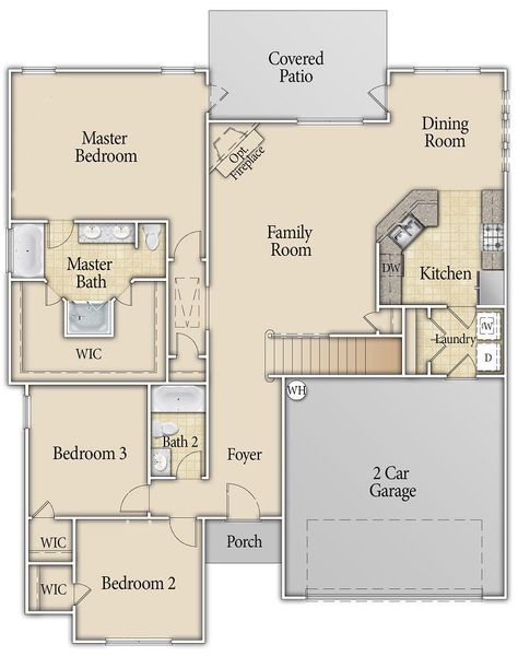 2D floor plan layout of this home in The Village at Sassafras, Allenhurst, GA (Image 2).