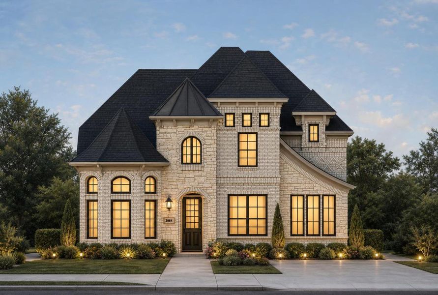 Representative exterior photo of a completed home built from the Royal Summit by Grand Homes in Edgewater, Fate, TX (Image 18). Representative exterior photo of a completed home built from the Royal Summit by Grand Homes in Edgewater, Fate, TX (Image 18).