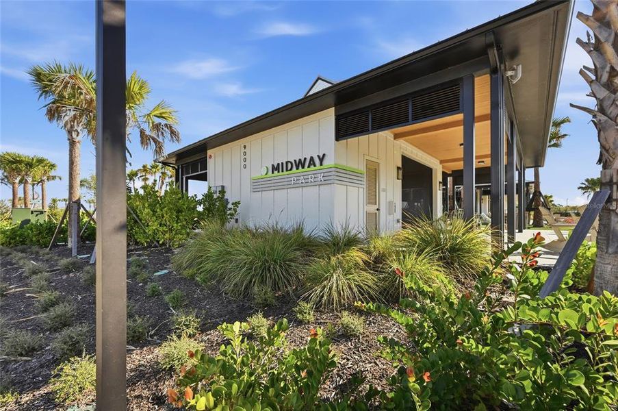 Exterior details and patio area of a home in Wild Blue at Waterside, Sarasota (Image 32). Exterior details and patio area of a home in Wild Blue at Waterside, Sarasota (Image 32).