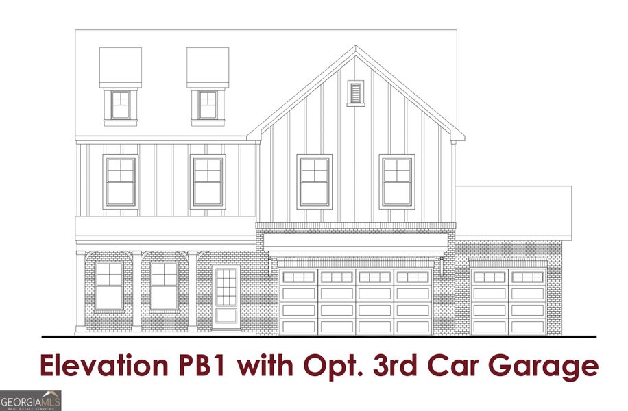 Exterior rendering of this home design in Rosewood Lake Estates, Hoschton, GA (Image 2).