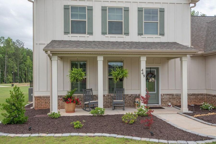 Front exterior of a new home in , Senoia, GA, highlighting curb appeal (Image 31). Front exterior of a new home in , Senoia, GA, highlighting curb appeal (Image 31).