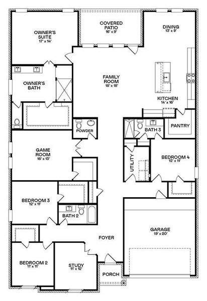 2D floor plan layout of this home in Cross Creek West, Fulshear, TX (Image 2). 2D floor plan layout of this home in Cross Creek West, Fulshear, TX (Image 2).