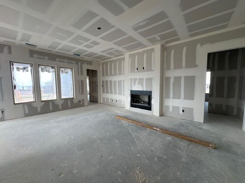 Unfurnished living room with a fireplace