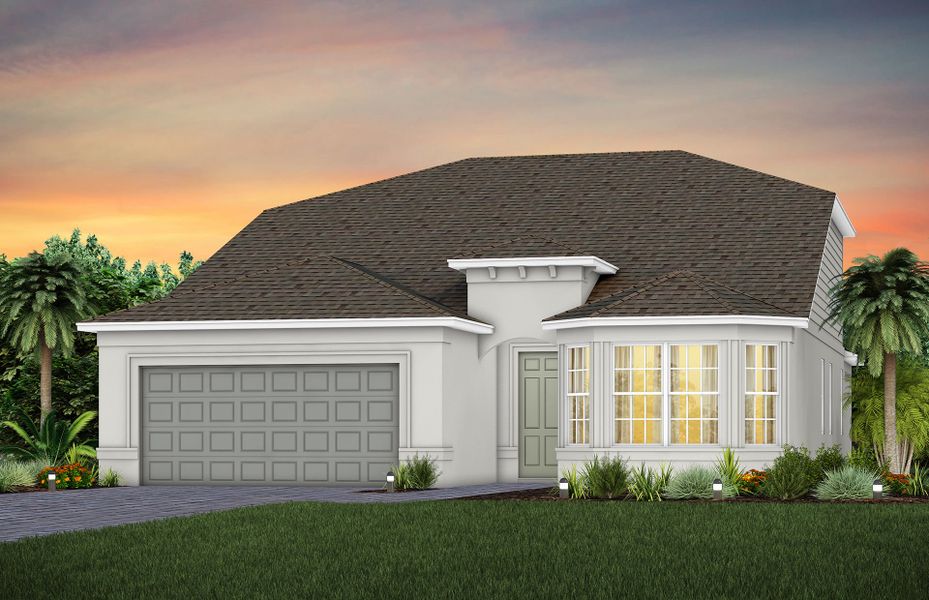 Representative exterior photo of a completed home built from the Mystique Grand by Del Webb in Del Webb Sunbridge, St. Cloud, FL (Image 24). Representative exterior photo of a completed home built from the Mystique Grand by Del Webb in Del Webb Sunbridge, St. Cloud, FL (Image 24).