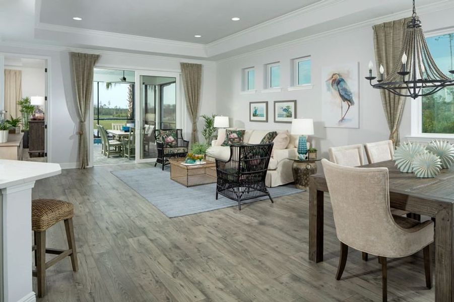 Representative furnished interior of a home built from the Nevis by Minto Communities in Latitude Margaritaville Watersound, Panama City Beach (Image 6). Representative furnished interior of a home built from the Nevis by Minto Communities in Latitude Margaritaville Watersound, Panama City Beach (Image 6).