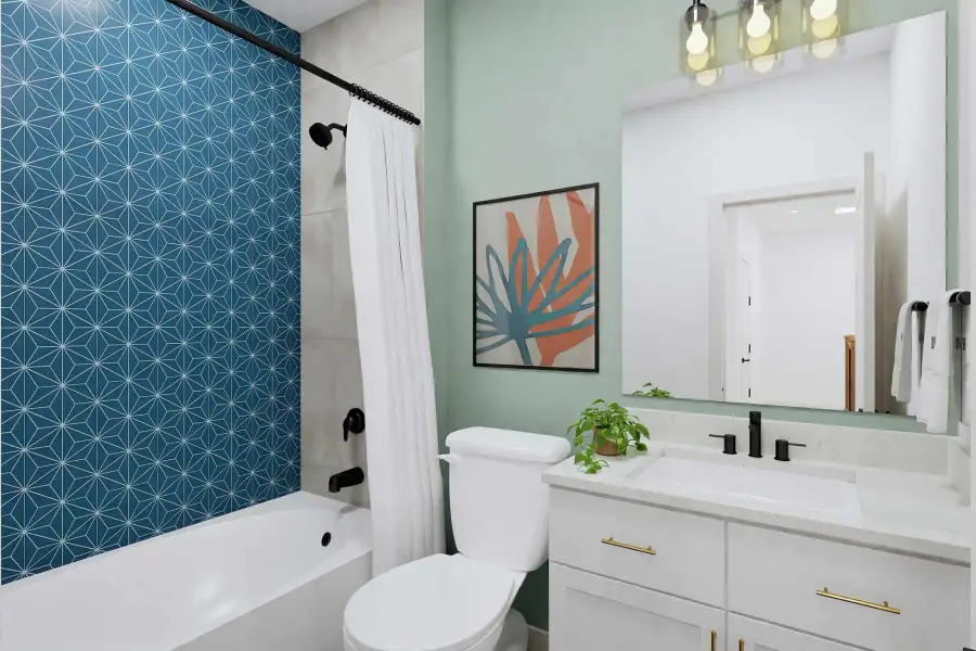Representative furnished interior of a home built from the The Adelia by David Weekley Homes in Double Creek Crossing Townhomes, Round Rock (Image 4).