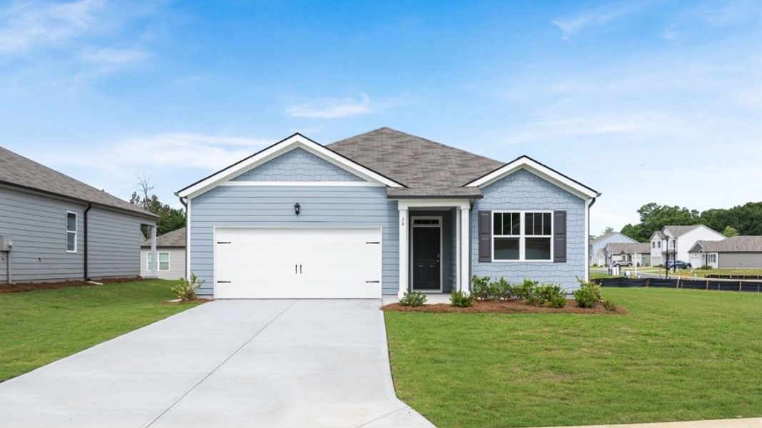 Representative exterior photo of a completed home built from the Aria by D.R. Horton in Oaks at Cedar Grove, Fairburn, GA (Image 1). Representative exterior photo of a completed home built from the Aria by D.R. Horton in Oaks at Cedar Grove, Fairburn, GA (Image 1).