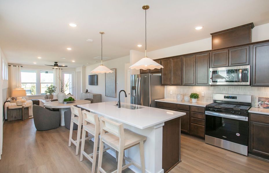 Kitchen in new home design at 55+ Active Adult Del Webb near Nashville. Kitchen in new home design at 55+ Active Adult Del Webb near Nashville.