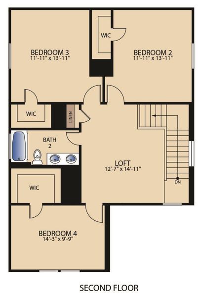 2D floor plan layout of this home in Easton Park, Austin, TX (Image 7). 2D floor plan layout of this home in Easton Park, Austin, TX (Image 7).