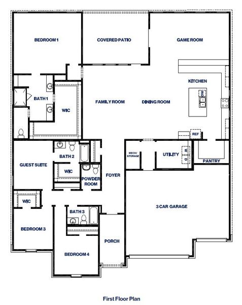 2D floor plan layout for the E60B by D.R. Horton in Riverside Estates, Baytown, TX (Image 3). 2D floor plan layout for the E60B by D.R. Horton in Riverside Estates, Baytown, TX (Image 3).