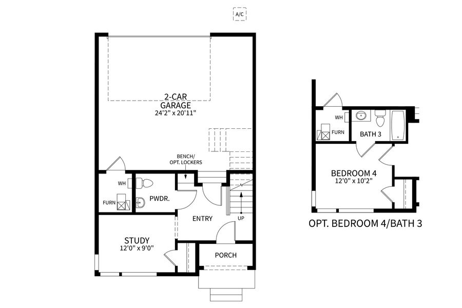 2D floor plan layout for the Blanca by Brightland Homes in Dillon Pointe - Skyview, Broomfield, CO (Image 3).