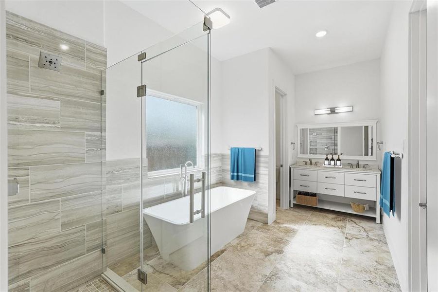 Virtually Staged Primary Bathroom