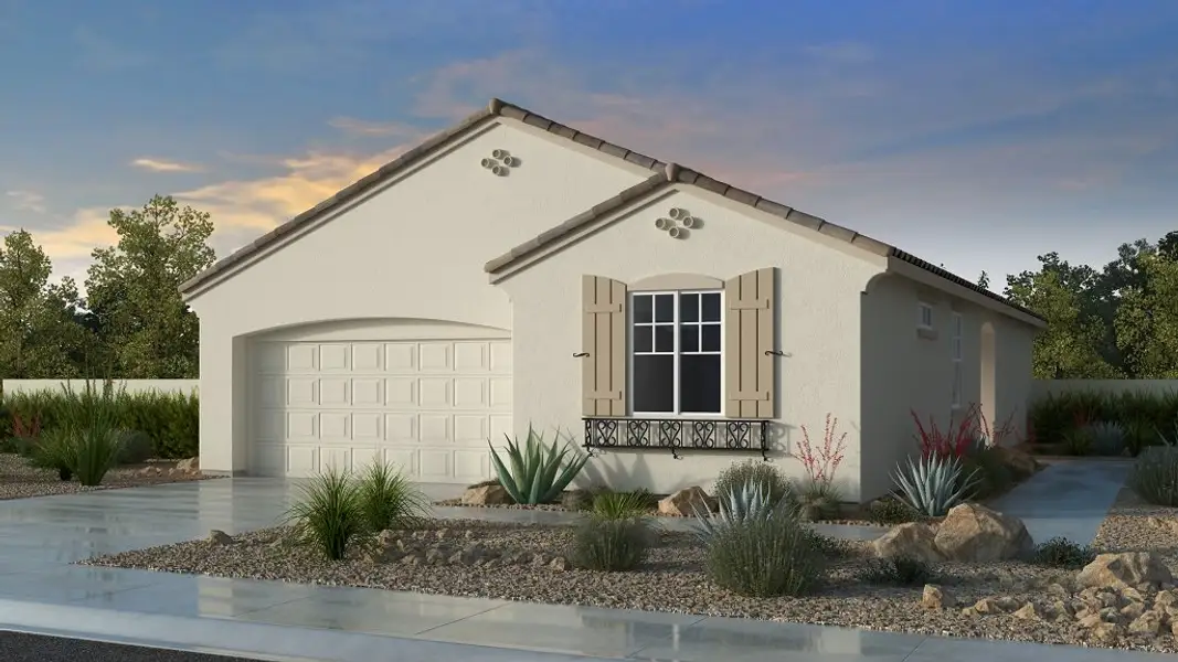 Front exterior of a new home in Parkside, Avondale, AZ, highlighting curb appeal (Image 1). Front exterior of a new home in Parkside, Avondale, AZ, highlighting curb appeal (Image 1).