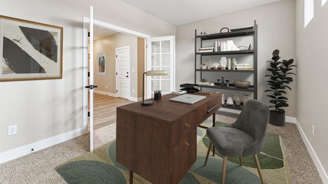 Representative furnished interior of a home built from the Pike by Taylor Morrison in The Aurora Highlands Town Collection, Aurora (Image 15).