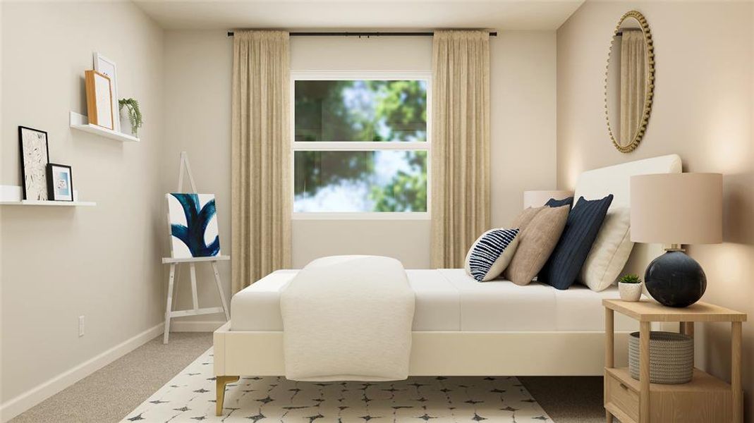 Carpeted bedroom featuring baseboards Carpeted bedroom featuring baseboards